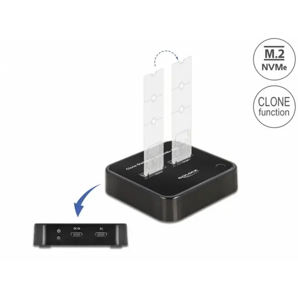 Delock Docking station USB 3.2-C Gen 2 pentru 2 x M.2 NVMe PCIe SSD cu functie de clona, Delock 64177