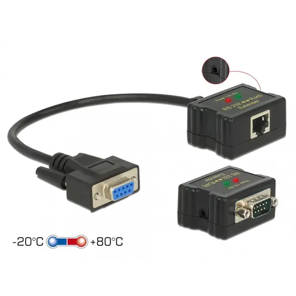 Delock Extender RS-232 DB9 1200m prin cablu RJ45 cu protectie EDS, Delock 63934