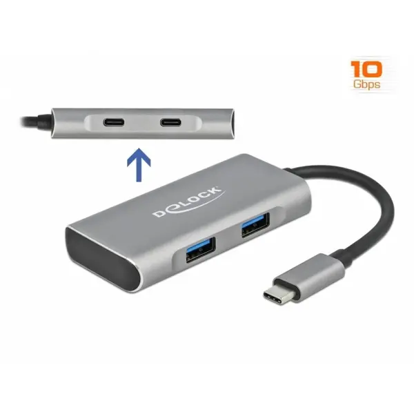 Delock HUB 3.2 Gen 2-C la 2 x USB-A + 2 x USB-C, Delock 63260