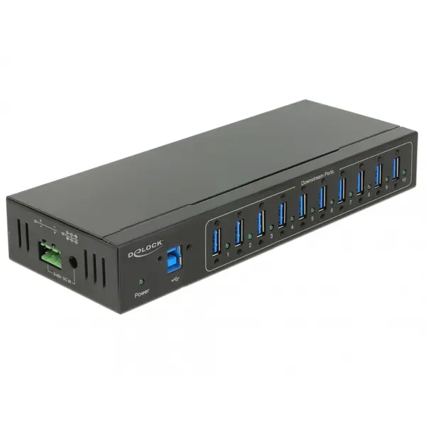 Delock HUB extern industrial cu 4 x USB 3.0 tip A, protectie 20 kV ESD, Delock 63919