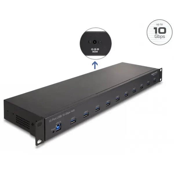 Delock HUB industrial 19 metalic cu 10 x USB-A 3.2, Delock 64240