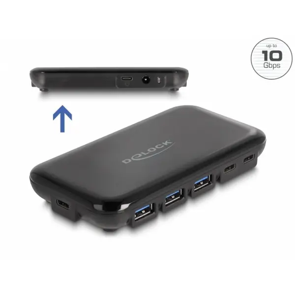 Delock HUB USB 3.2 Gen 2 la 4 x USB-A + 3 x USB type C, Delock 64209