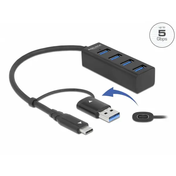 Delock HUB USB 3.2 Gen1 A+C la 4 x USB-A, Delock 63828