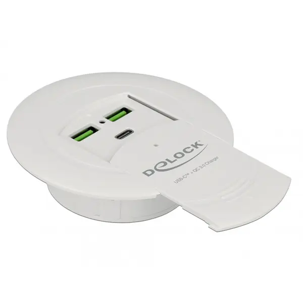 Delock Incarcator USB-C PD 85 W + Qualcomm Quick Charge 3.0 montare masa, Delock 64065