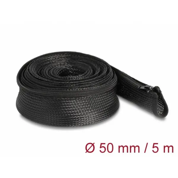 Delock Manson impletit cu fermoar rezistent la caldura 5m x 50mm Negru, Delock 19173