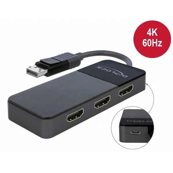Delock Multiplicator DisplayPort 1.4 la 3 x HDMI MST, Delock 87770