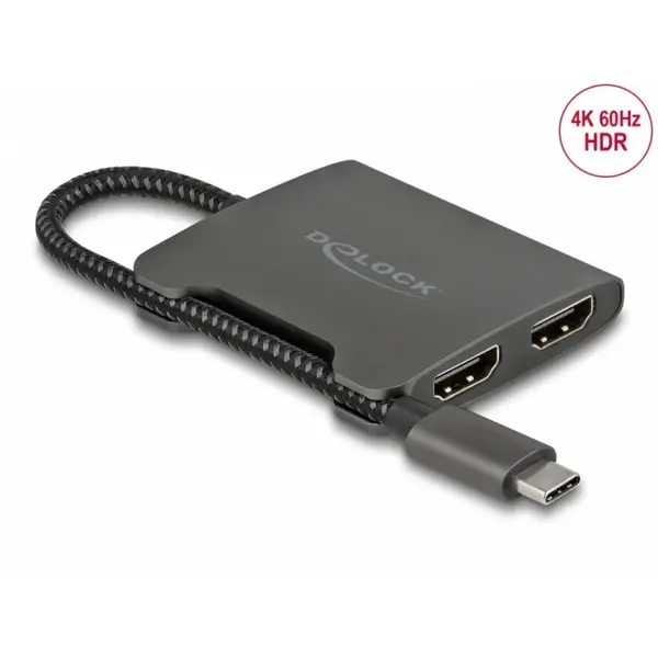 Delock Multiplicator USB type C (DP Alt Mode) la 2 x HDMI 4K60Hz MST, Delock 87778