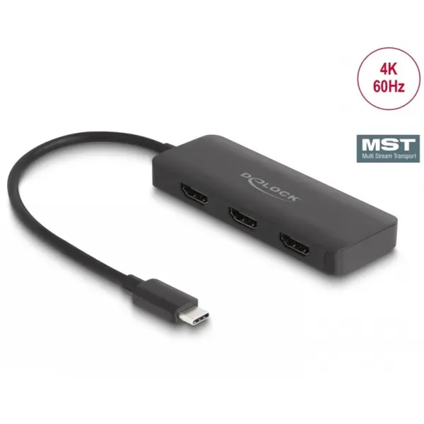 Delock Multiplicator USB type C (DP Alt Mode) la 3 x HDMI MST 4K60Hz, Delock 88040