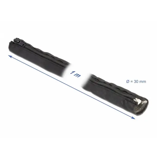 Delock Organizator cabluri cu fermoar rezistent la caldura 1m x 30mm Negru, Delock 20848