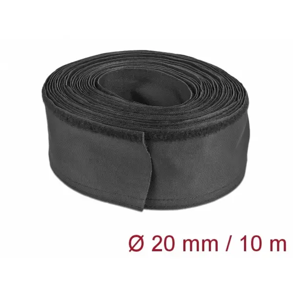 Delock Organizator cabluri Delock 19193, cu arici, latime 2 cm, lungime 10 m, Negru