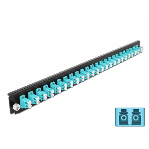 Delock Panou frontal de legatura Delock 43360, 19 pentru carcasa 24 porturi LC Duplex OM3, Albastru