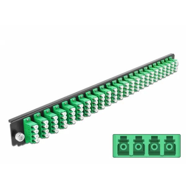 Delock Panoul frontal de lagatura Delock 43370, 19 pentru carcasa 24 porturi LC Quad OS2, Verde