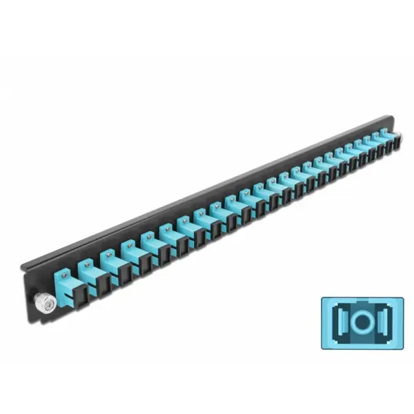 Delock Panoul frontal de legatura Delock 43354, 19 pentru carcasa 24 porturi SC Simplex OM3, Albastru deschis