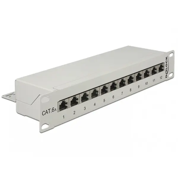 Delock Patch Panel 10 12 porturi Cat.6A gri, Delock 43308
