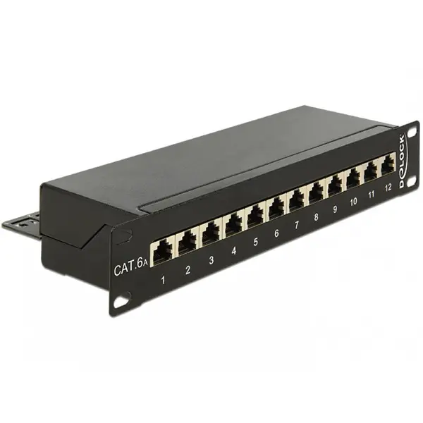 Delock Patch Panel 10 12 porturi Cat.6A negru, Delock 43310
