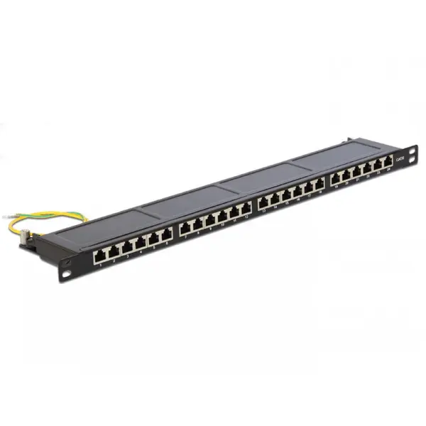 Delock Patch panel 19 24 porturi Cat.6 0.5U Negru, Delock 43316
