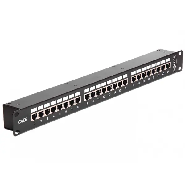 Delock Patch panel 19 24 porturi Cat.6 FTP Negru, Delock 43295
