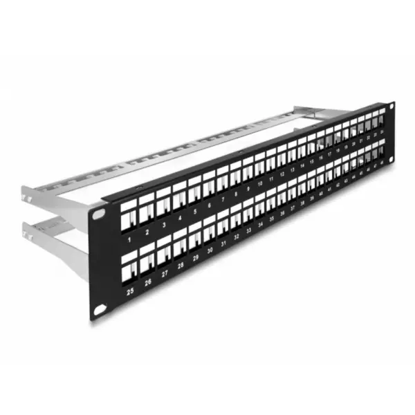 Delock Patch panel 19 2U pentru 48 x Keystone Negru, Delock 66878