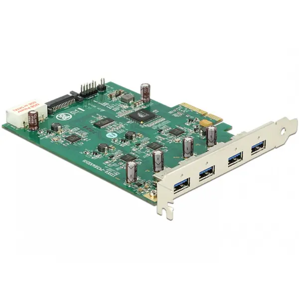 Delock PCI Express Card cu 4 x USB 3.0 externe Quad Channel, Delock 89325