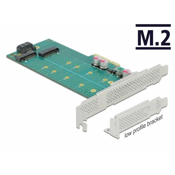 Delock PCI Express cu 1 x M.2 Key B + 1 x NVMe M.2 Key M LPFF, Delock 89047