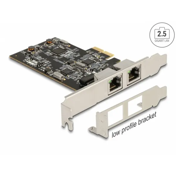 Delock PCI Express cu 2 x 2.5 Gigabit LAN RJ45 Intel i225V, Delock 89392