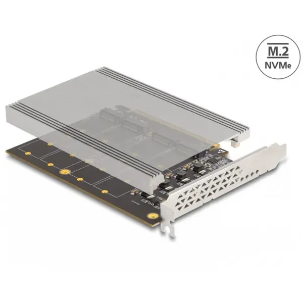 Delock PCI Express x16 la 4 x NVMe M.2 Key M cu racire - Bifurcation, Delock 90210