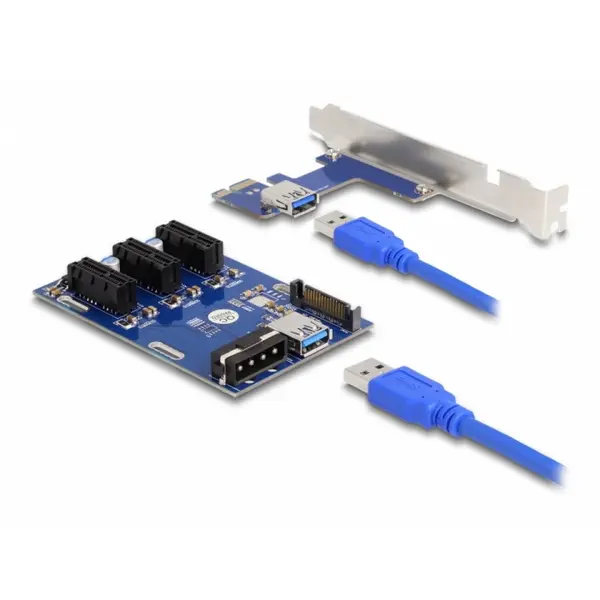 Delock Riser card PCI Express la 3 x PCIe cablu USB 50cm, Delock 41442