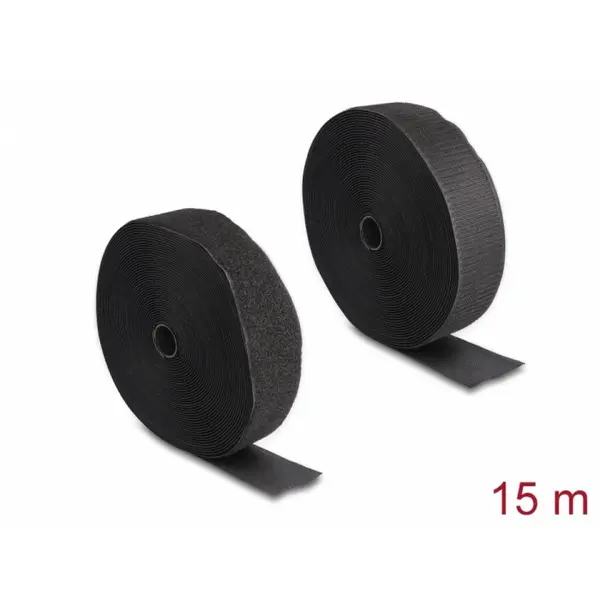 Delock Rola cu arici/Hook-and-Loop 15m x 50mm Heavy-duty Negru, Delock 20854