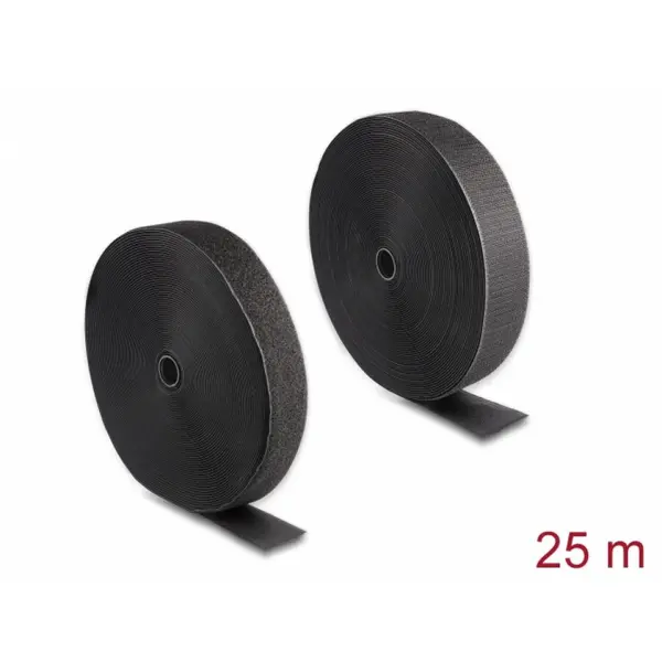 Delock Rola cu arici/Hook-and-Loop 25m x 50mm Heavy-duty Negru, Delock 20856