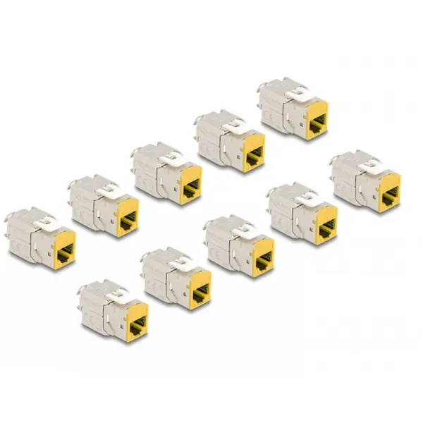Delock Set 10 buc modul keystone RJ45 LSA Cat.6A toolfree Galben, Delock 88111