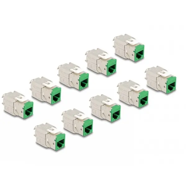 Delock Set 10 buc modul keystone RJ45 LSA Cat.6A toolfree Verde, Delock 88116