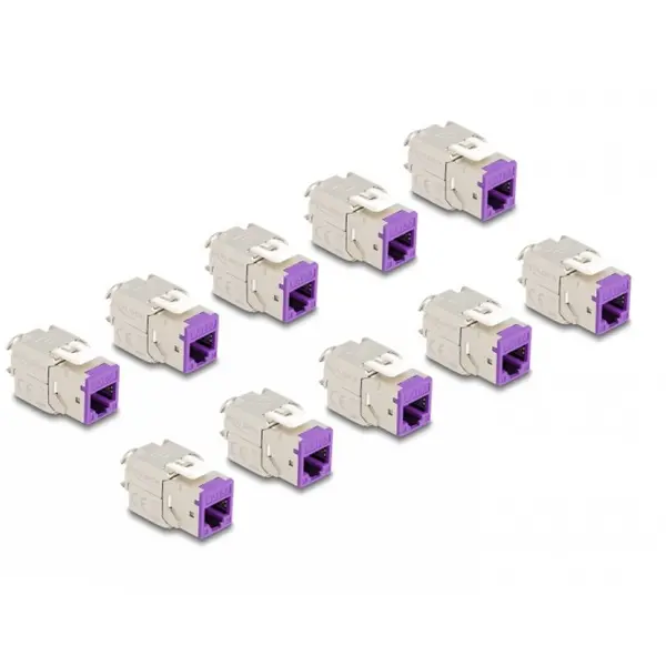Delock Set 10 buc modul keystone RJ45 LSA Cat.6A toolfree Violet, Delock 88121