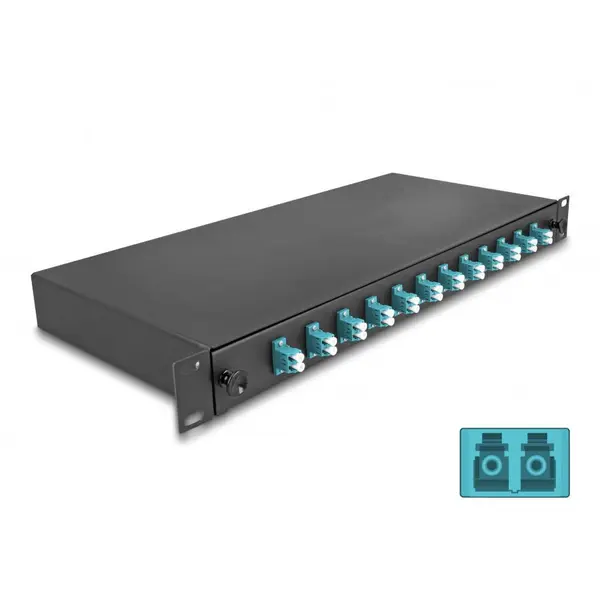 Delock Splice Box fibra optica 19/1U cu 12 x LC Duplex OM3, Delock 67004