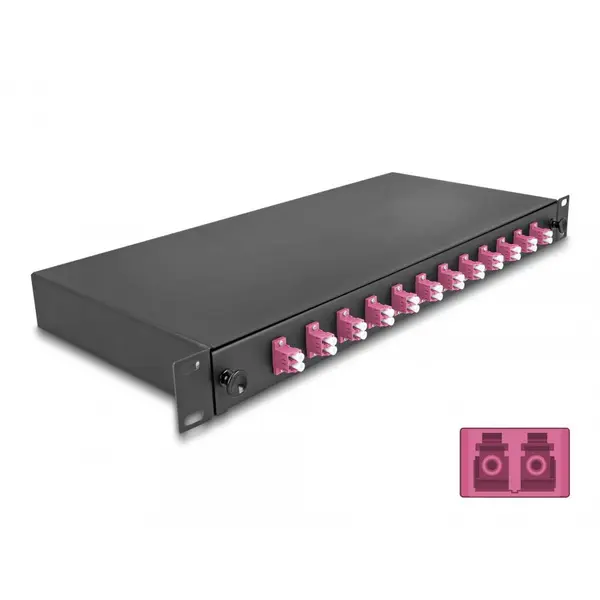 Delock Splice Box fibra optica 19/1U cu 12 x LC Duplex OM4, Delock 67005