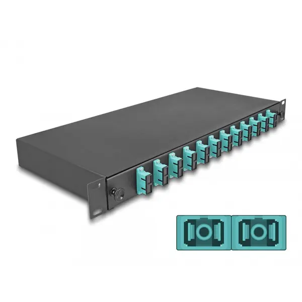Delock Splice Box fibra optica 19/1U cu 12 x SC Duplex OM3, Delock 67007