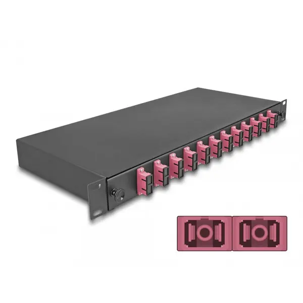Delock Splice Box fibra optica 19/1U cu 12 x SC Duplex OM4, Delock 67008