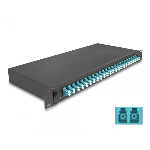 Delock Splice Box fibra optica 19/1U cu 24 x LC Duplex OM3, Delock 67010