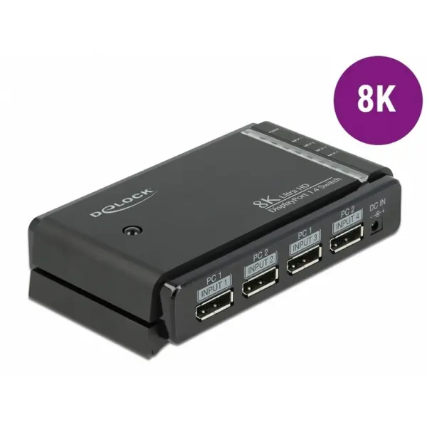 Delock Switch 2 x 2 DisplayPort la 1 x 2 DisplayPort 8K@30Hz, Delock 87750