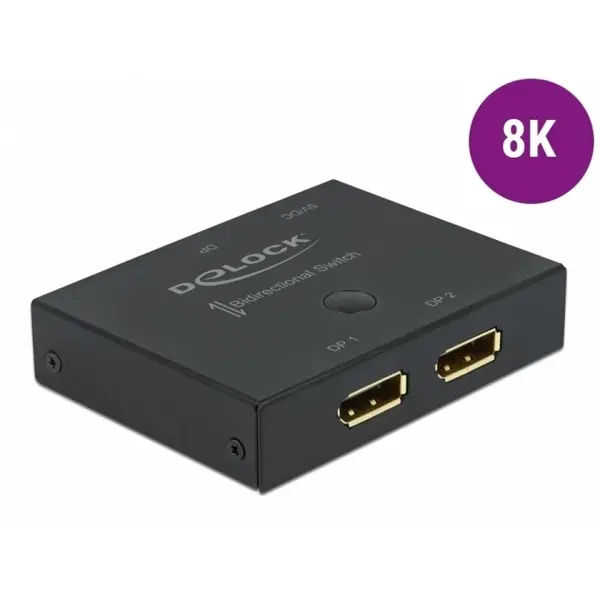 Delock Switch Displayport 2 porturi 8K30Hz bidirectional, Delock 11478