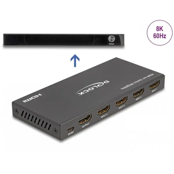 Delock Switch HDMI 4 porturi 8K60Hz/4K144Hz, Delock 18604