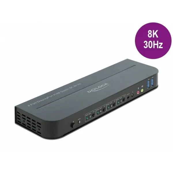 Delock Switch KVM DisplayPort 8K30Hz cu USB 3.0 si Audio, Delock 11484