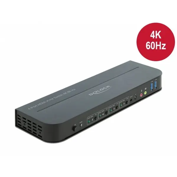 Delock Switch KVM HDMI 4K60Hz cu USB 3.0 si Audio, Delock 11483