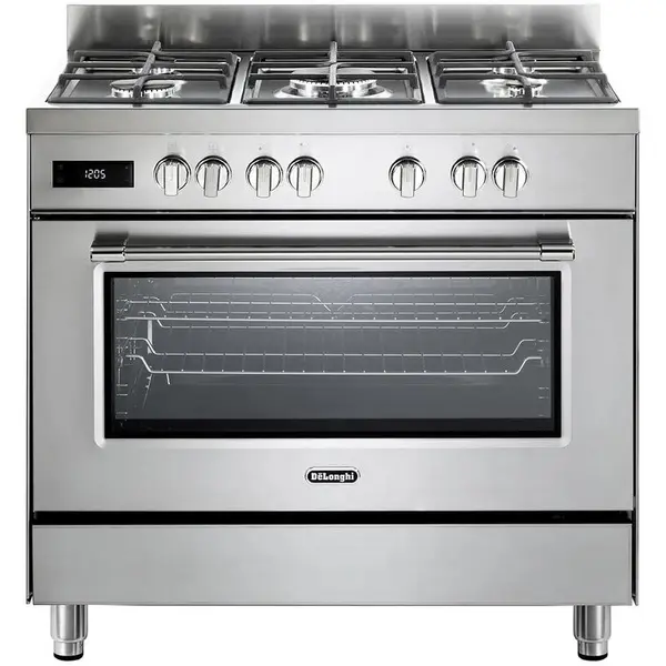 Delonghi Aragaz profesional mixt, DELONGHI PRO 96 MX ED RO, 5 arzatoare, Gaz + Electric, L 90 cm, Grill, Inox