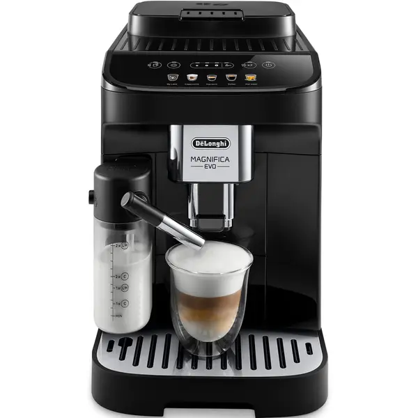 Delonghi Espressor automat De'Longhi Magnifica Evo ECAM 290.61.B, Carafa pentru lapte, Sistem LatteCrema, Rasnita cu 13 setari, 1,8l, 15 bar, 1450W, Negru