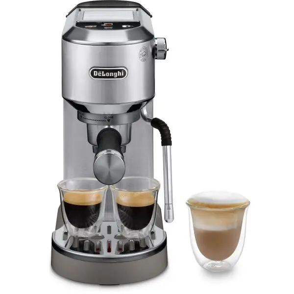 Delonghi Espressor manual De'Longhi Dedica Duo EC890.M - 0132106349, 15 bari, 1450W, Rezervor apa 1.1l, Matt metallic