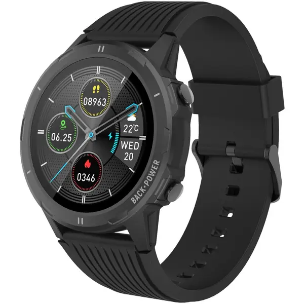 DENVER Ceas inteligent Denver SW-351, senzor ritm cardiac, IP68, ecran tactil IPS 1.3, Negru