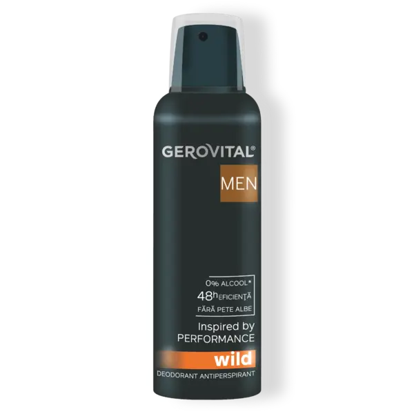 Deodorant Antiperspirant Wild Protecție 48h, Fără Alcool, Parfum Persistent, Gerovital Men, 150 Ml