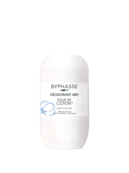 Deodorant roll-on 48h cu flori de bumbac, 50ml, Byphasse