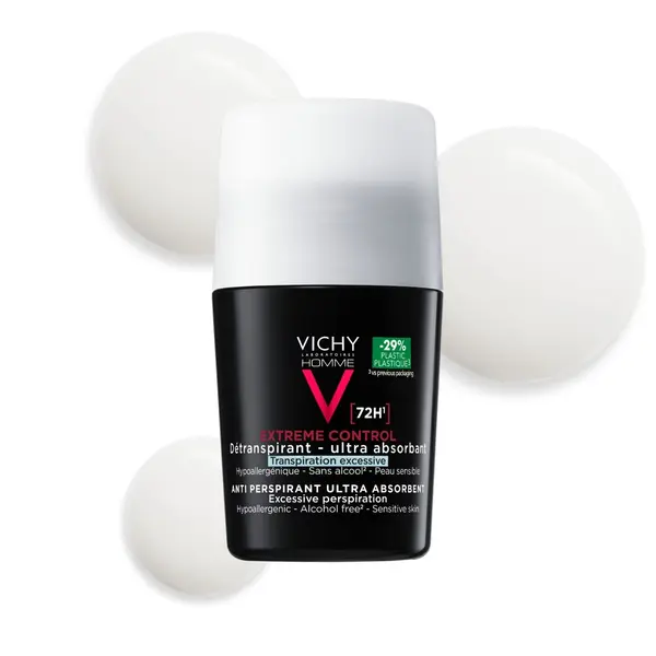 Deodorant roll-on antiperspirant pentru barbati Homme Control Extrem 72H, 50 ml, Vichy
