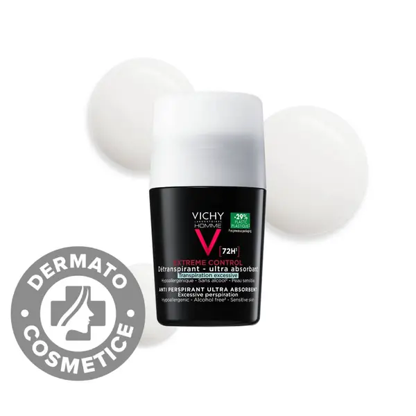 Deodorant roll-on pentru barbati control extrem 72h Homme, 50ml, Vichy